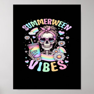 Summerween Vibes Zoete Skelet Meisje Zomer Halowee Poster