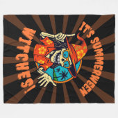 Summerween Witch Skeleton in Tropical Witch Hat 2  Fleece Deken (Voorkant (Horizontaal))
