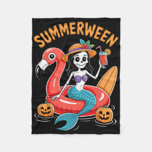 Summerween Zeemeermin Skelet Strand Flamingo Hallo Fleece Deken