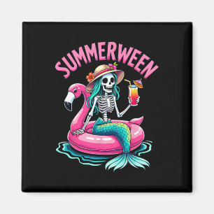 Summerween Zeemeermin Skelet Strand Flamingo Hallo Magneet