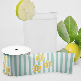 Summery Aqua Stripe & Lemon Slicten - kan tekst to Lint