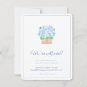 Summery Blue and White Hydrangea Change of Address Aankondiging (Voorkant)