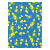 Summery Blue en Yellow Lemons Floral Pattern Tafelkleed (Voorkant)