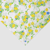 Summery Blue en Yellow Lemons Floral Pattern Tissuepapier (Detail)