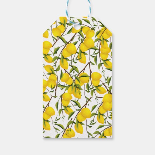 Summery Citrus Lemon Tree Branches Cadeaulabel (Achterkant)