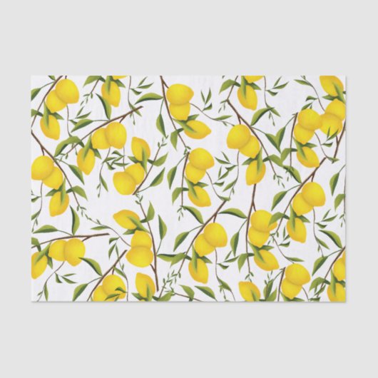 Summery Citrus Lemon Tree Branches Tissuepapier (Voorkant)