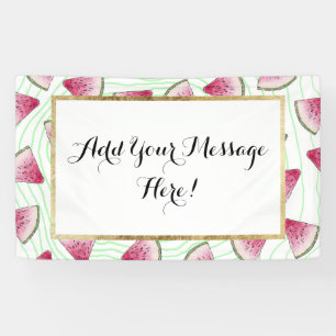 Summery Cute Waterverf Watermeloenen op groene wer Spandoek