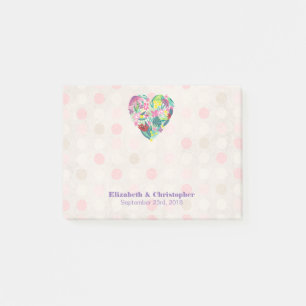 Summery Floral Heart in roze en groene bruiloft Post-it® Notes