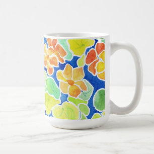 Summery Scarlet Red, Oranje en Geel Nasturtium Koffiemok
