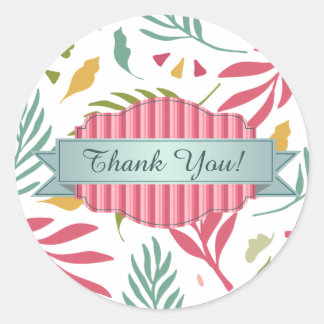 Summery Scattered Leaf Pattern ID387 Ronde Sticker