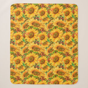Summery Sunflower Sherpa Blanket Deken