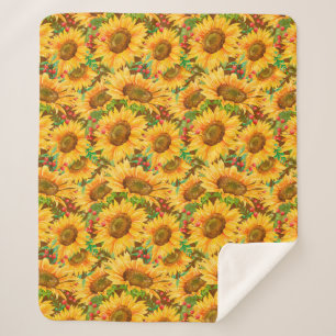 Summery Sunflower Sherpa Blanket Sherpa Deken