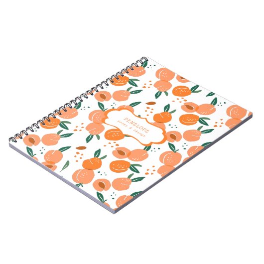Summery Sweet Peach Pattern | Monogram Notitieboek (Linkerzijde)