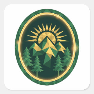 Summit Crest — Geometrische Bergbadge Vierkante Sticker