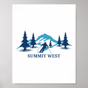 Summit West Washington Ski Resort Skien Skiër Poster