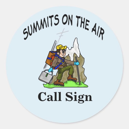 Summits on the Air Cartoon Ham Operator Stickers (Voorkant)