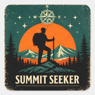 Summitzoeker – Bergtop Wandelaar Prestatie Vierkante Sticker