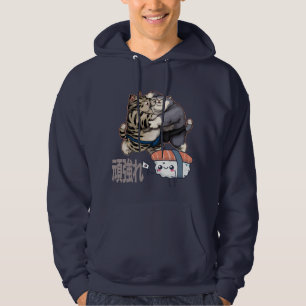 Sumo Cats Fighting for Kawaii Sushi Japans Hoodie