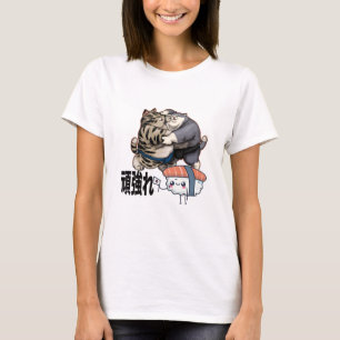 Sumo Cats Fighting for Kawaii Sushi Japans T-shirt