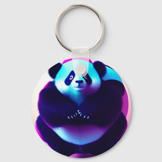 Sumo Panda The Bamboo Gnasher, Round Keyring Sleutelhanger (Voorkant)