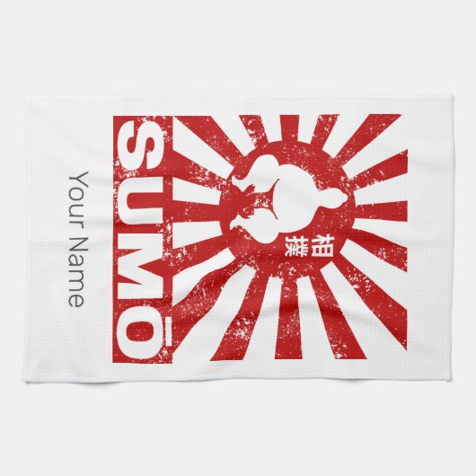 Sumo Retro Wrestler Japans  Ontwerp Theedoek (Horizontaal)