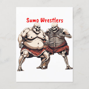 Sumo Skelet Wrestlers in actie Briefkaart