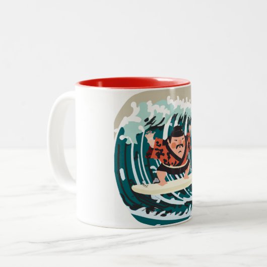 Sumo Surfer Wave Rider Coffee Mok (Voorkant links)
