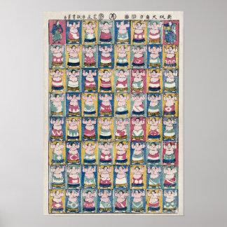 Sumo Worstelaars Kunst Poster