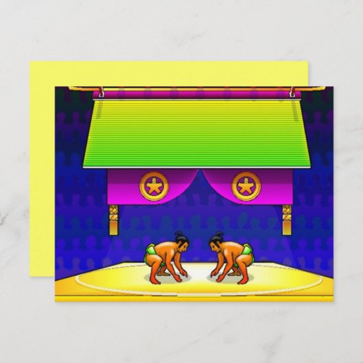 SUMO WRESTLAND PARTIJ BIRTHDAY INVITE INVITATION KAART (Voorkant / Achterkant)