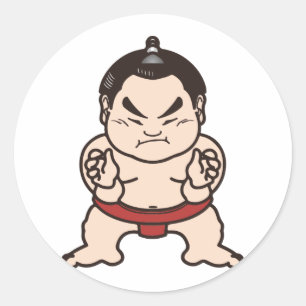 Sumo Wrestler Cartoon Japan Japans kruipen Ronde Sticker