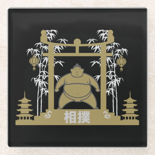 Sumo Wrestler Glazen Onderzetter (Voorkant)