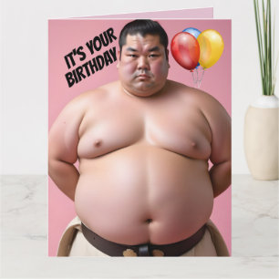 SUMO WRESTLER GRAPPIG VERJAARDAG GROOT WENSKAART KAART