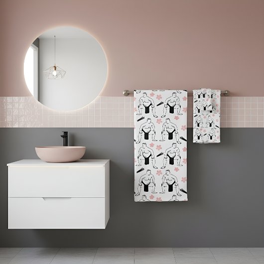 Sumo's en Cherry Blossom Bad Handdoek