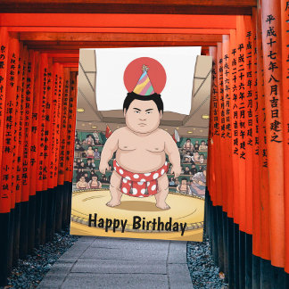 Sumoworstelaar in dohyo Japanse vlag Kaart