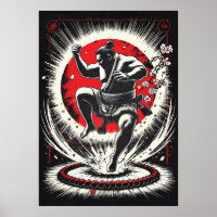 Sumoworstelaar in Rode Maan, Japanse Anime Kunst