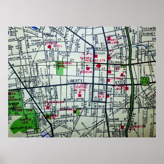 Sumter, de Poster van de Kaart van SC (Voorkant)