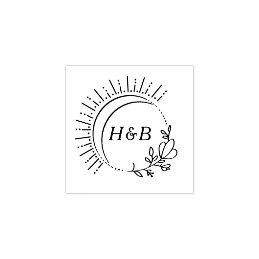 Sun and Flowers Monogram Rubberstempel (Afrduk)