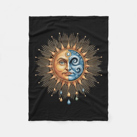 Sun And Moon Celestial Boho Mystical Hipe 90s  Fleece Deken (Voorkant)