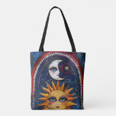 Sun and Moon Tote Bag with Vibrant Celestial Art (Dos)