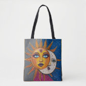 Sun and Moon Tote Bag with Vibrant Hand-drawn Art (Devant)
