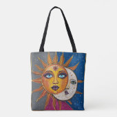 Sun and Moon Tote Bag with Vibrant Hand-drawn Art (Dos)