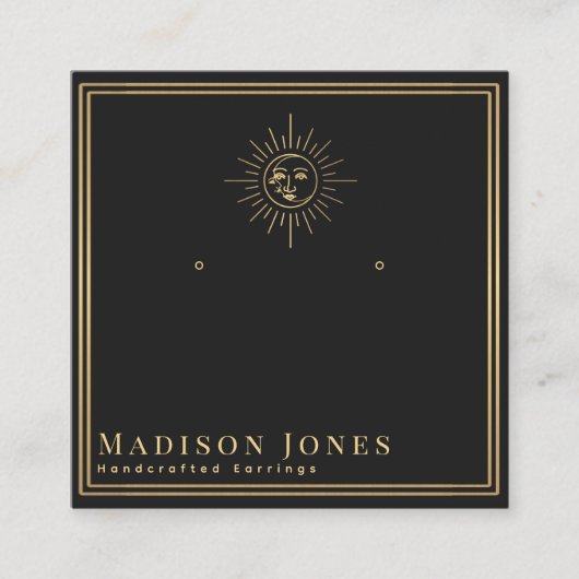 Sun and Moon Witchy Stud Earring Display Card Vierkante Visitekaartje (Voorkant)