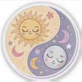 Sun and Moon Yin Yang | Cute Celestial Balance Aes Sticker (Voorkant)
