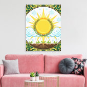 Sun and Rain Nature Cycle Botanical Emblem ART Canvas Afdruk (Insitu (Woonkamer))