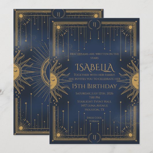 sun and stars kaart (Voorkant / Achterkant)