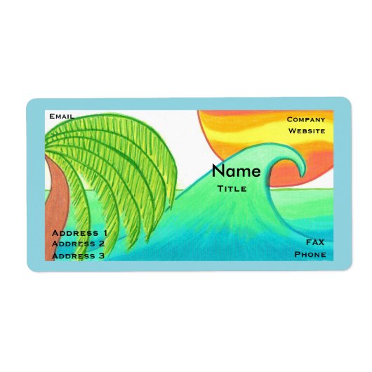 Sun and Surf Business Card Template Etiket (Voorkant)