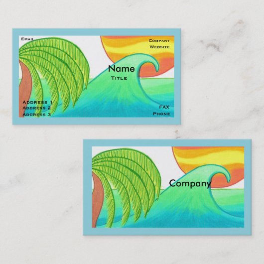 Sun and Surf Business Card Template Visitekaartje (Voorkant / Achterkant)