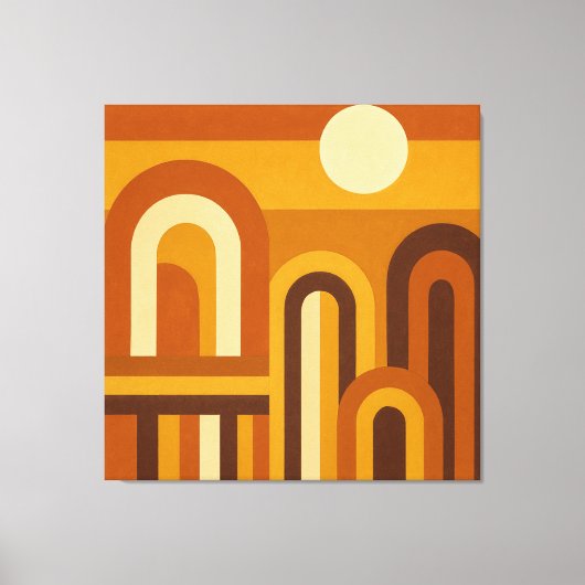 Sun & Arches Mid Century Modern Geometric Design Canvas Afdruk (Voorkant)