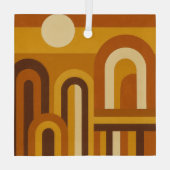 Sun & Arches Mid Century Modern Geometric Design Glas Ornament (Achterkant)