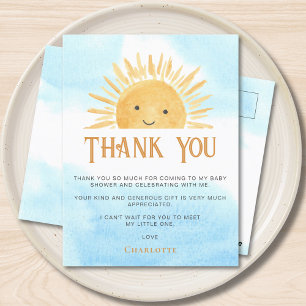 Sun Baby shower Dank u Briefkaart